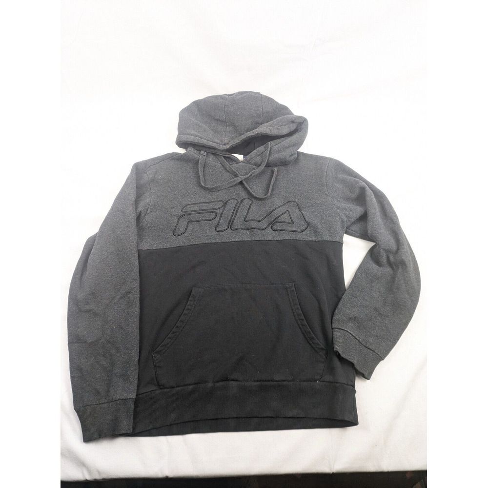 Vintage Fila Pullover Sweater Size Small Black‎ Grey Hoodie
